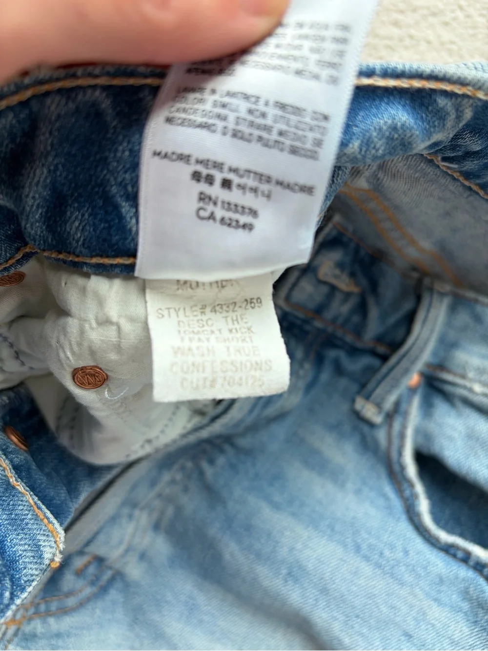 MOTHER Light Blue Washed Denim Shorts